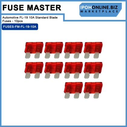 Fuse Master Automotive FL-19 10A Standard Blade Fuses - 10pcs